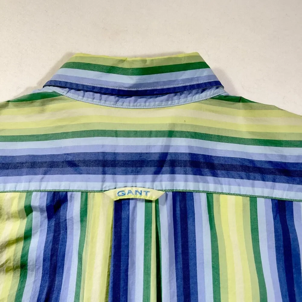 Gant Striped Button Shirt Men Large Dress Fit Providence Poplin Vertical Stripe